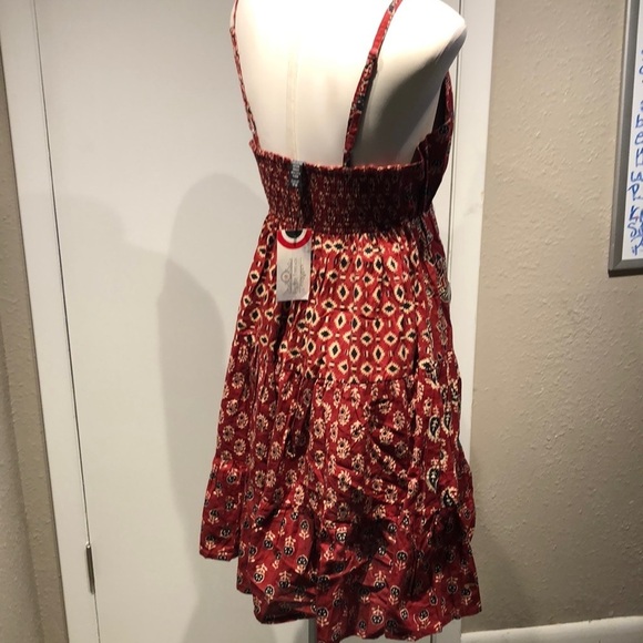 Sacred Threads Red and White Tiered Mini Sundress - Picture 4 of 9